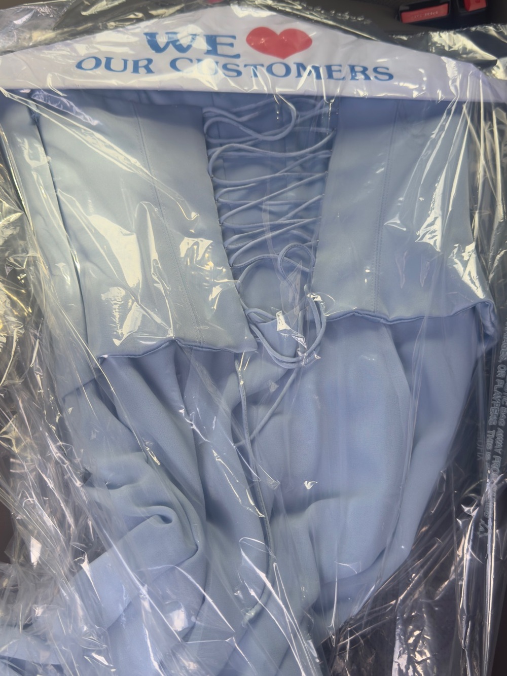 Oh Polly Strapless Corset Midi Dress in Powder Blue - Picture 5 of 6